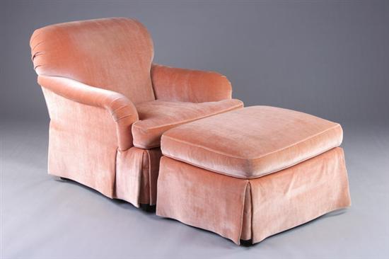 Appraisal: BAKER ARMCHAIR AND OTTOMAN late th century Baker Furniture Company