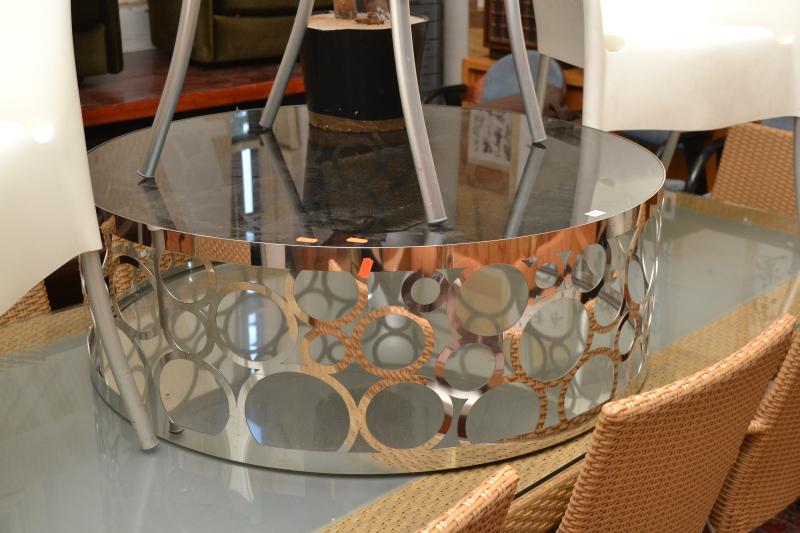 Appraisal: A CONTEMPORARY CHROME GLASS TABLE A CONTEMPORARY CHROME GLASS TABLE