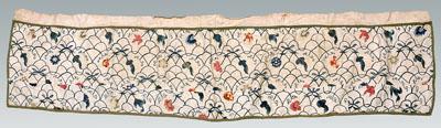 Appraisal: Crewel work bed valance floral and vine crewel work on