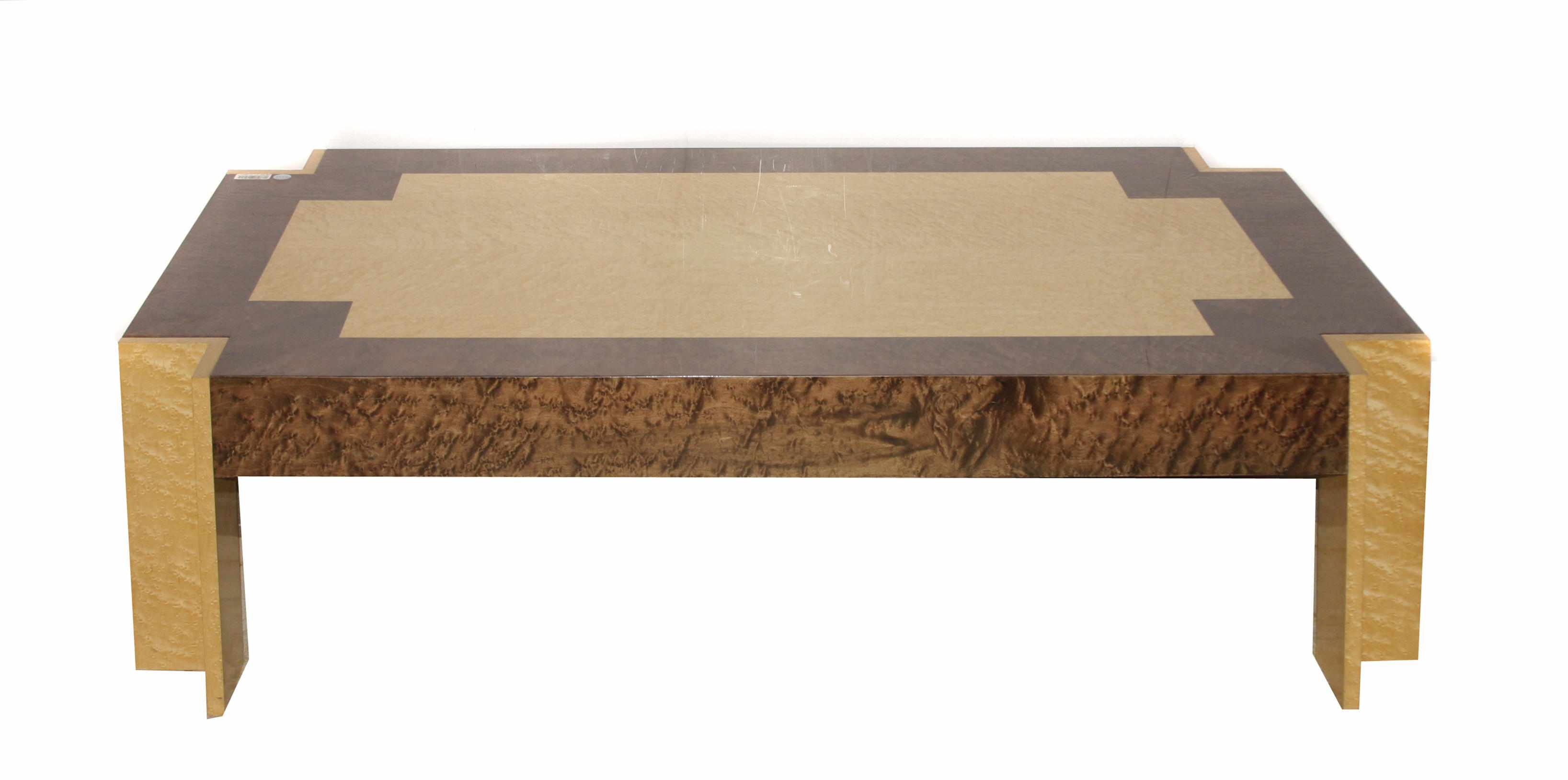 Appraisal: Property of various owners A Contemporary mixed burlwood coffee table