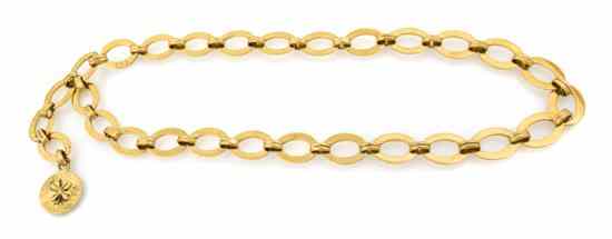 Appraisal: A Chanel Goldtone Large Chainlink Belt with clover charm Stamped