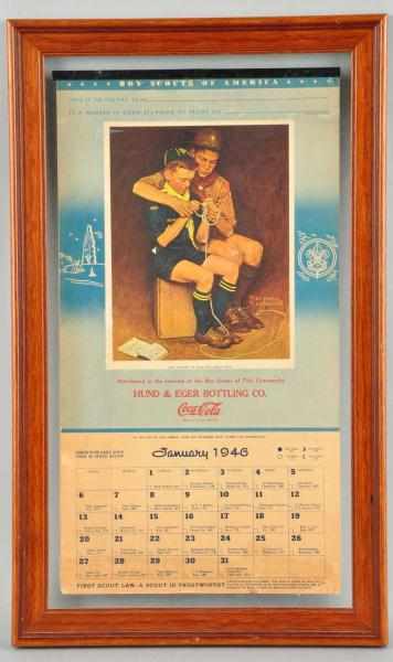 Appraisal: Coca-Cola Calendar with Boy Scouts Description Framed under glass Distributed