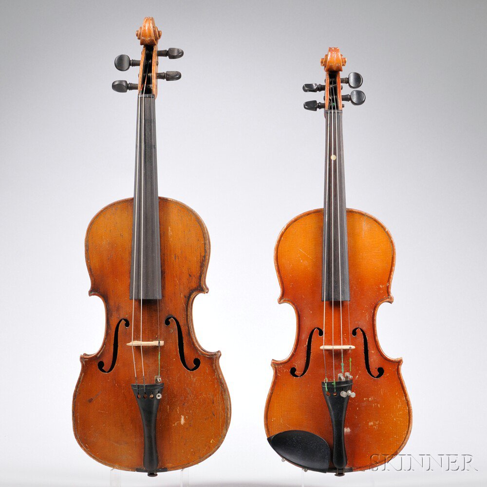 Appraisal: Two German Violins One Three-quarter Size One Five-eighth Size c