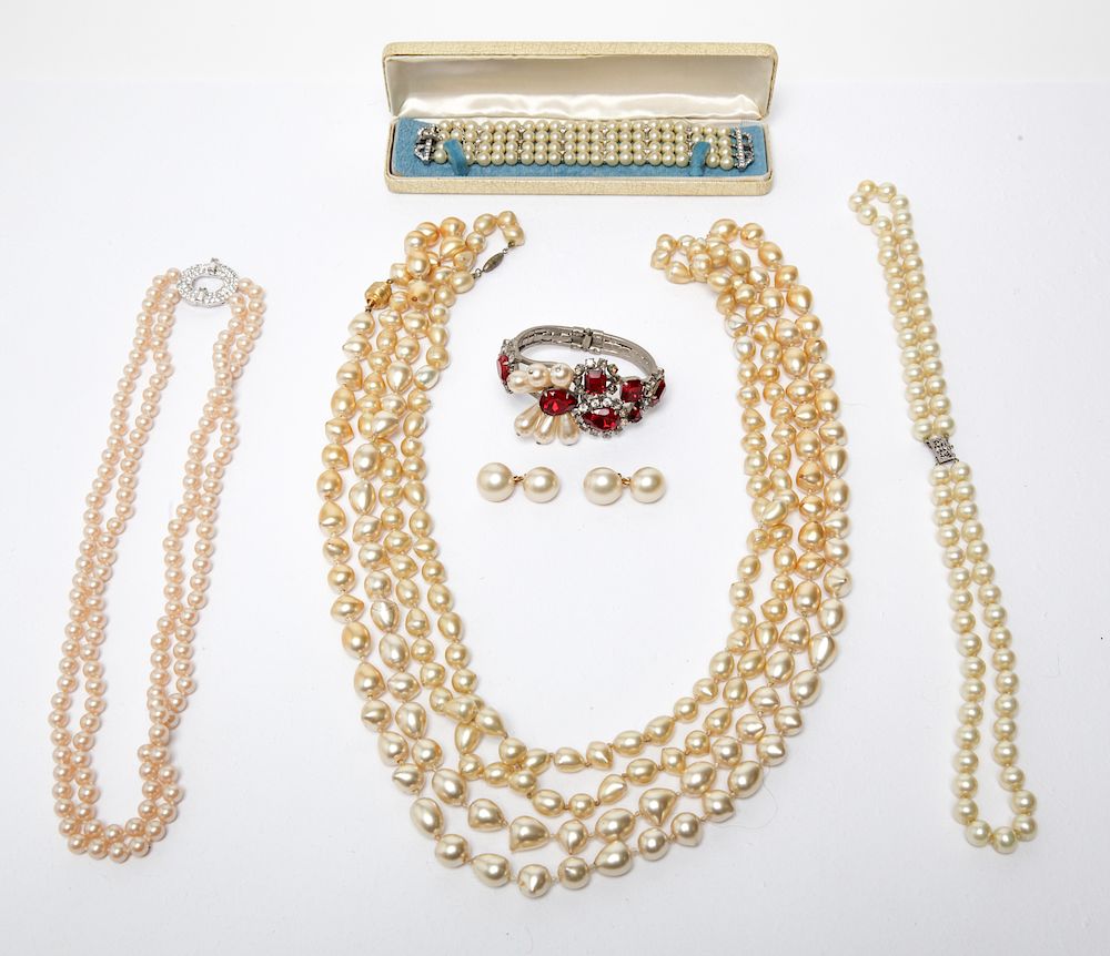 Appraisal: Trifari Eisenberg Ice Faux Pearl Jewelry Group of faux pearl