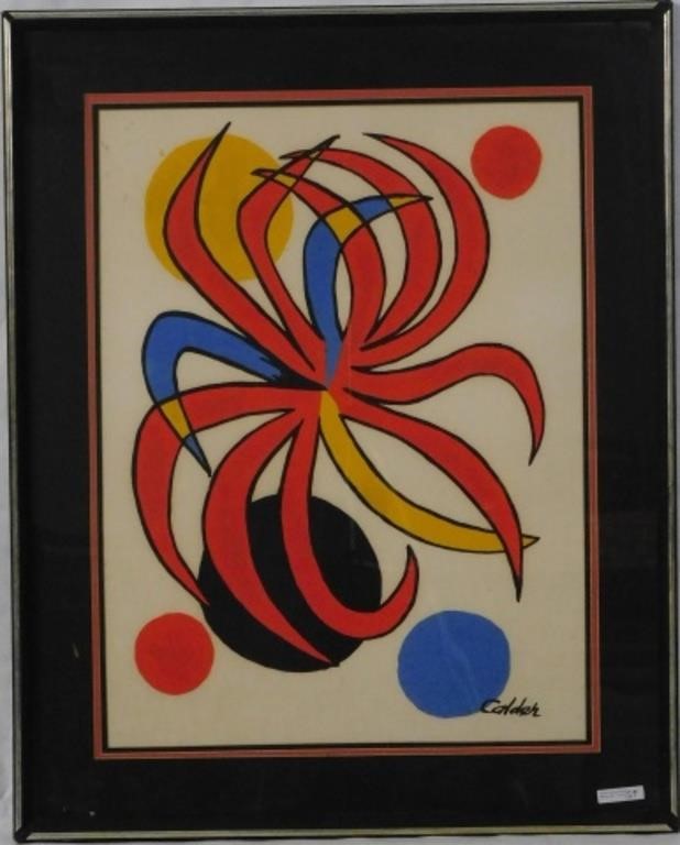 Appraisal: ALEXANDER CALDER - FRAMED AND GLAZEDcolored lithograph Calder's Universe Signed