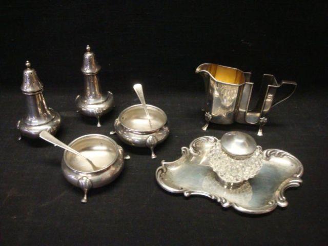 Appraisal: Assorted Sterling Salt and pepper sugars creamer tray with cut