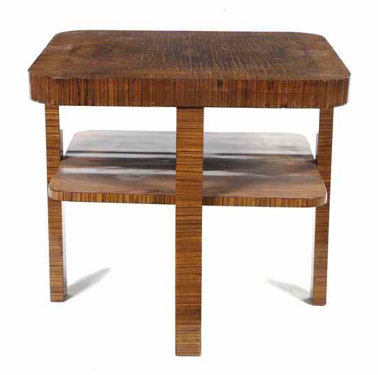 Appraisal: An Art Deco Rosewood Occasional Table having a banded rectangular