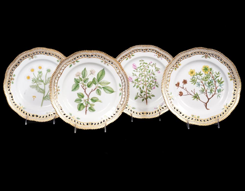 Appraisal: FLORA DANICA PIERCED DINNER PLATES Flora Danica pierced dinner plates