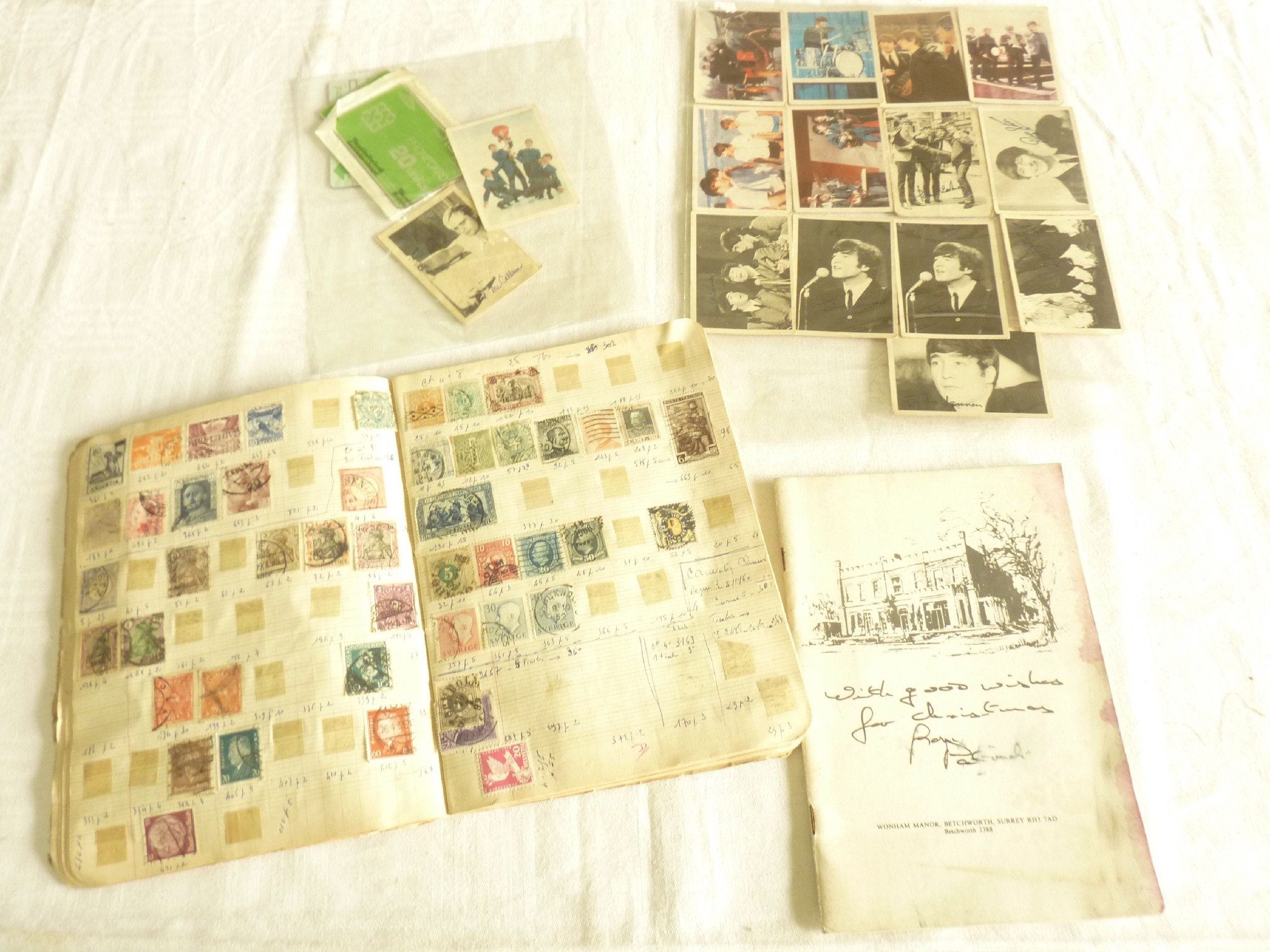 Appraisal: A French exercise book containing a collection of stamps from