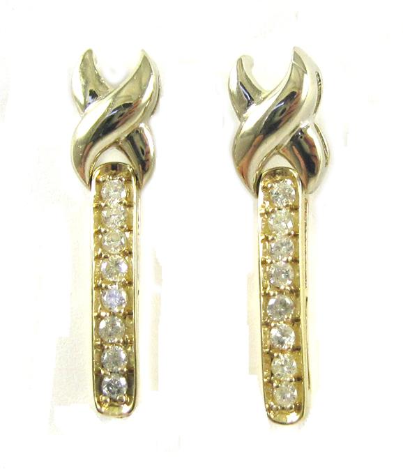 Appraisal: PAIR OF DIAMOND AND FOURTEEN KARAT GOLD EARRINGS each with