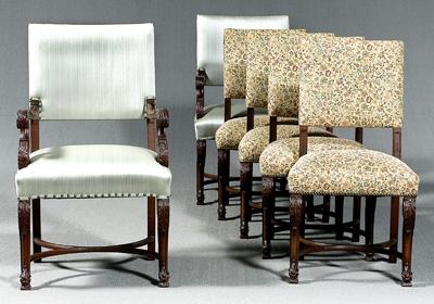 Appraisal: Set of six Renaissance Revival chairs comprising two arm and