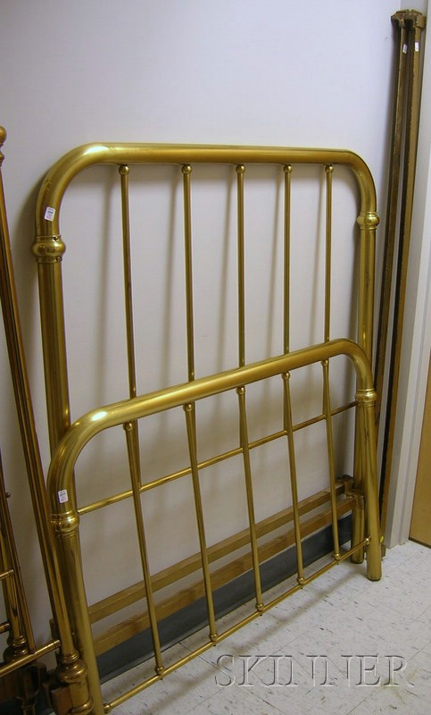 Appraisal: Brass Bed with rails wd in