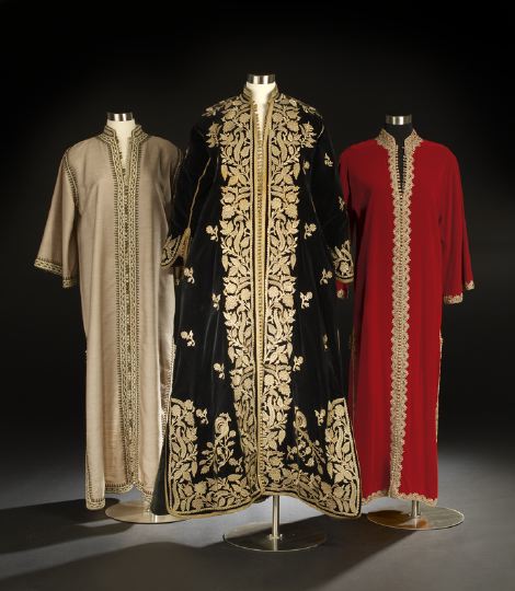 Appraisal: Group of Three Ethnic Robes consisting of a red velvet