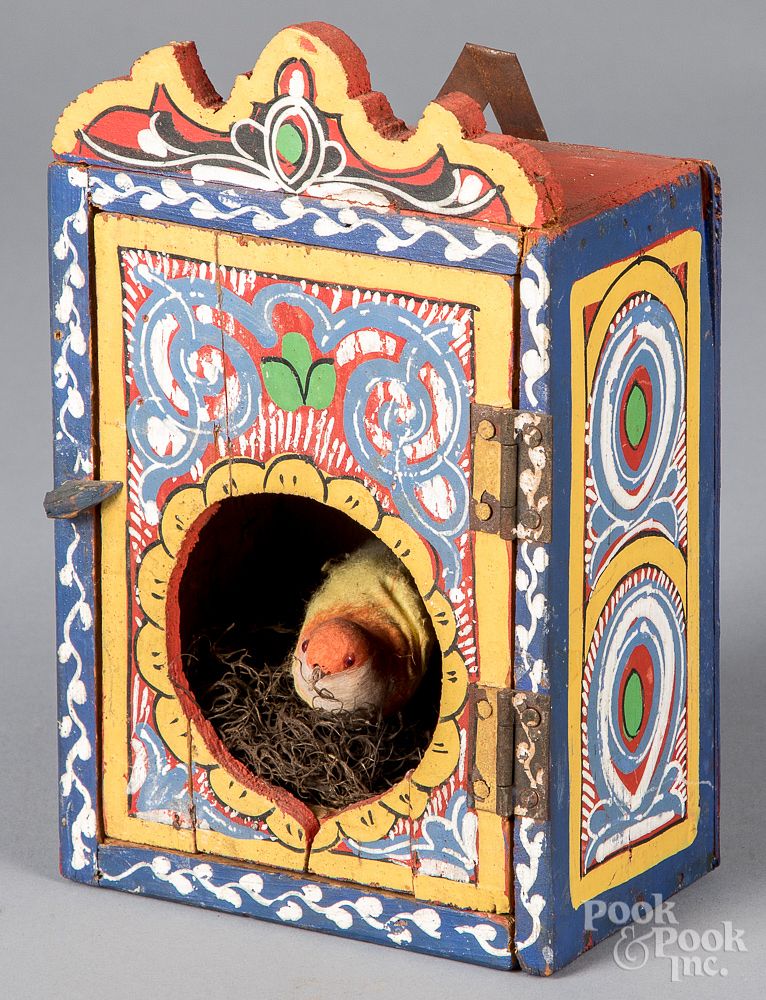 Appraisal: Scandinavian painted bird house ca Scandinavian painted bird house ca