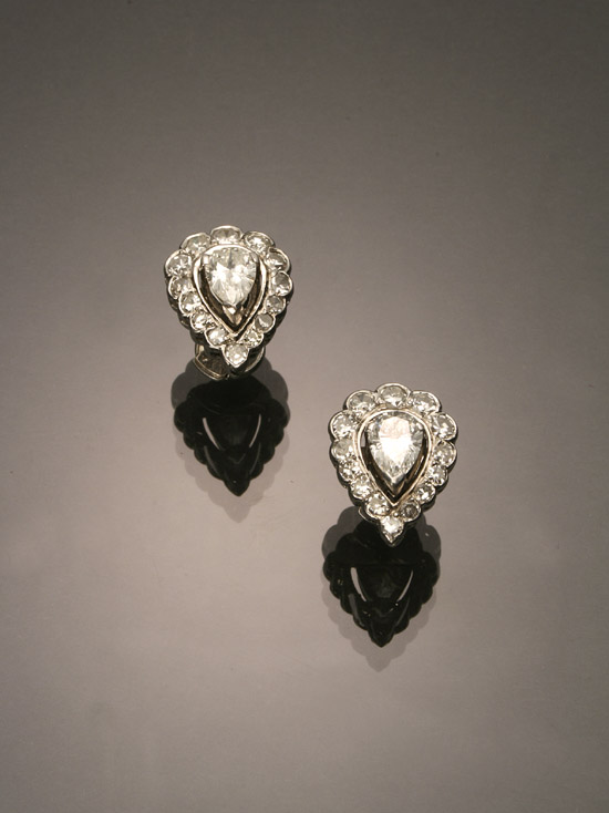 Appraisal: Pair of -Karat White-Gold and Diamond Ear Studs Each set