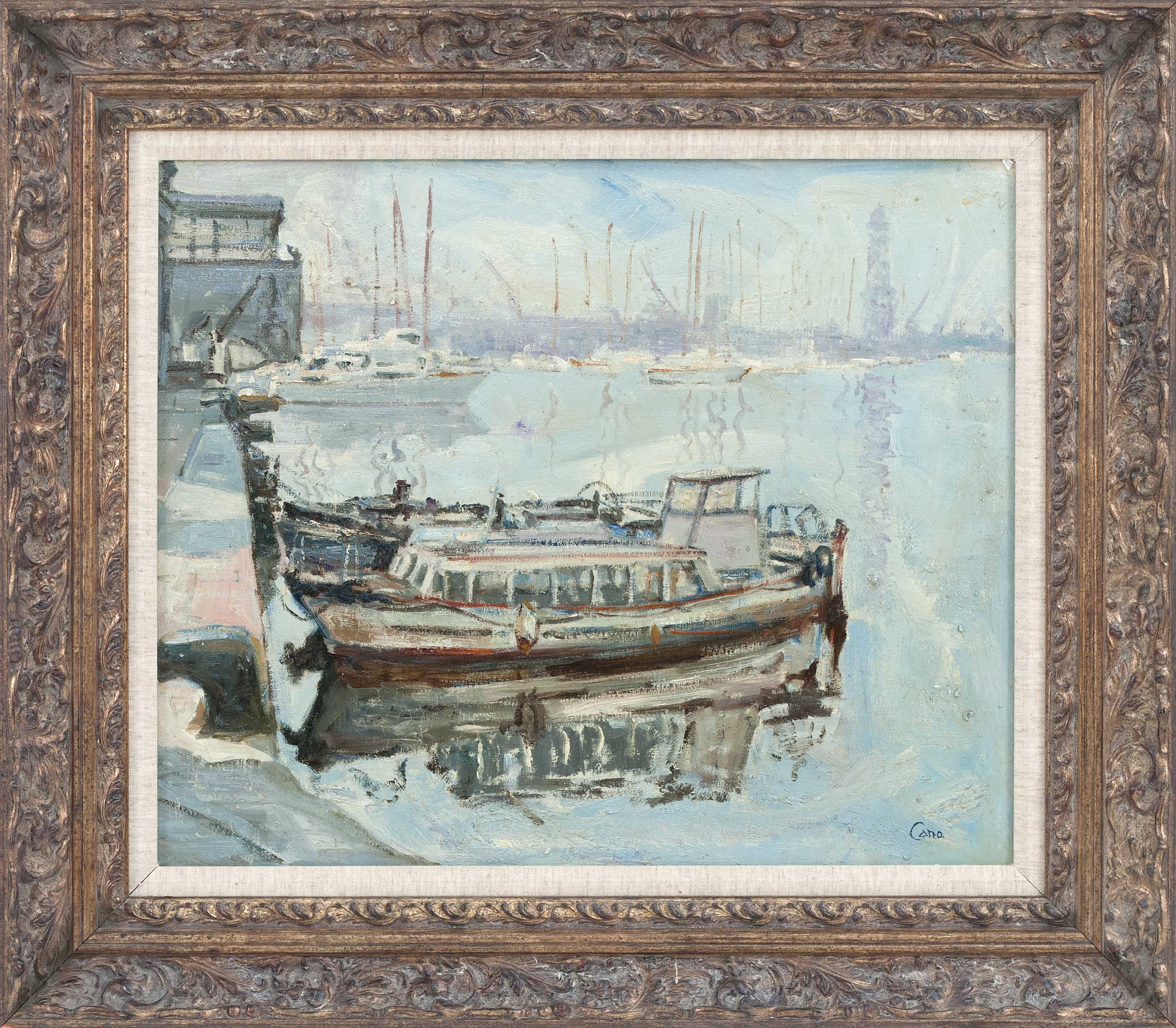 Appraisal: ITALIAN SCHOOLLate th CenturyBoats in a seaport Signed lower right