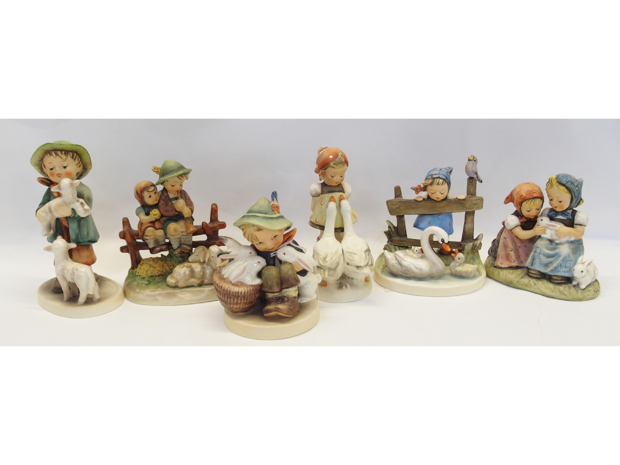 Appraisal: Six Hummel figures including Feathered Friends TMK- Eventide TMK Easter