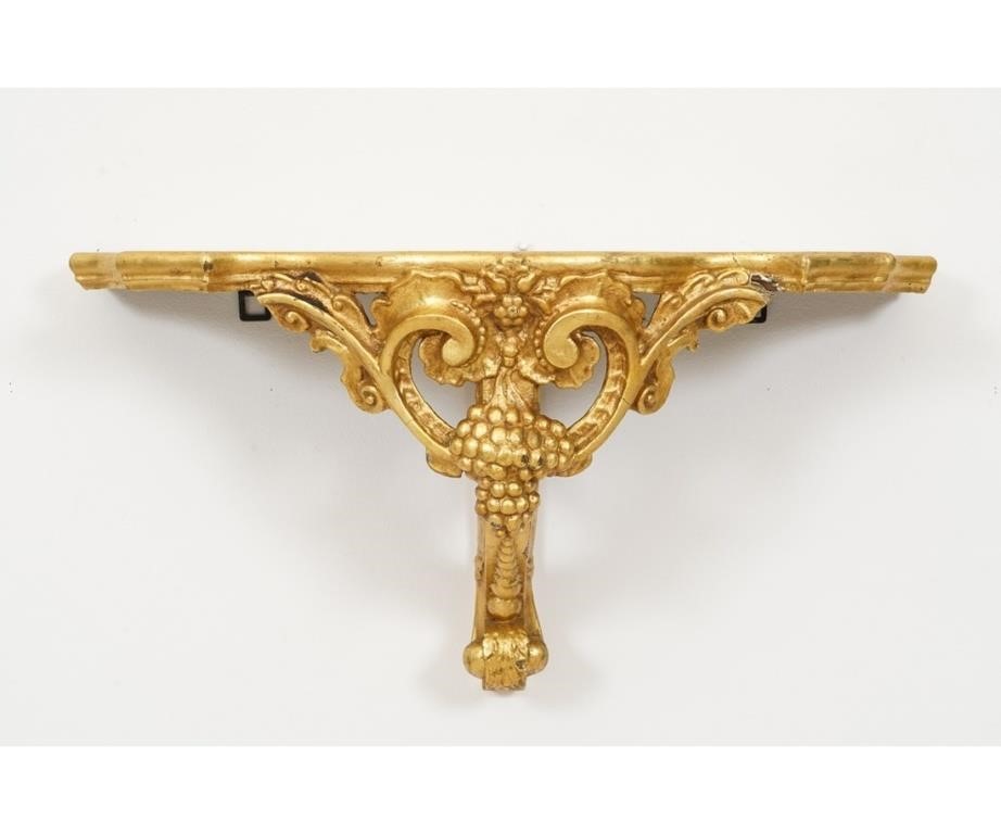 Appraisal: Large gilt wood carved wall bracket early th c h