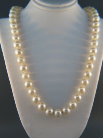 Appraisal: Pearl Necklace pearls mm k white gold clasp long