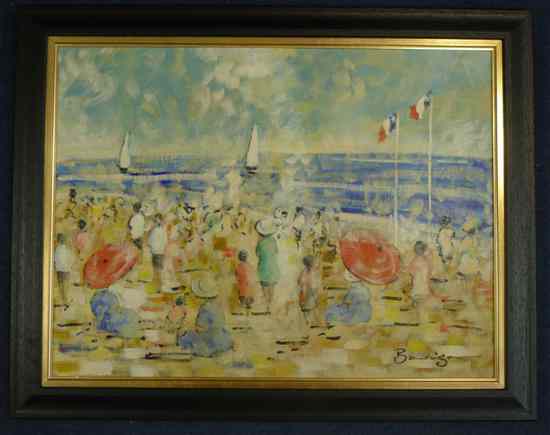 Appraisal: Walter Beauvais - pair of oils on canvasboard French beach