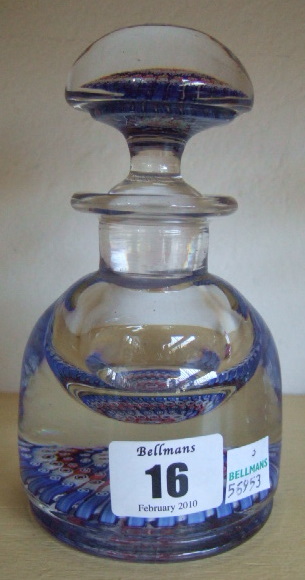 Appraisal: A Whitefriars millefiori glass scent bottle and stopper with mainly