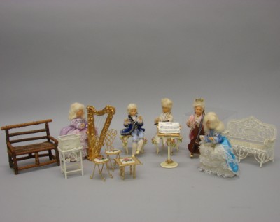 Appraisal: Lot of minis furniture Complete set of German cloth wrapped