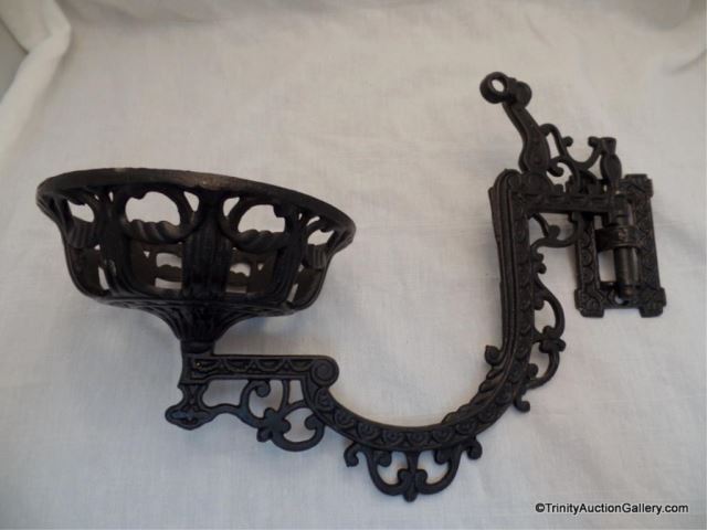 Appraisal: Cast Iron Wall or Post Mount Lantern Holder Produced to