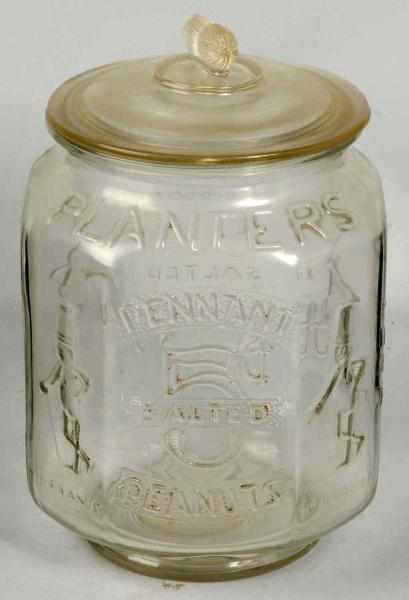 Appraisal: Octagonal Embossed Planters Peanut Jar Lid Description Nice set with