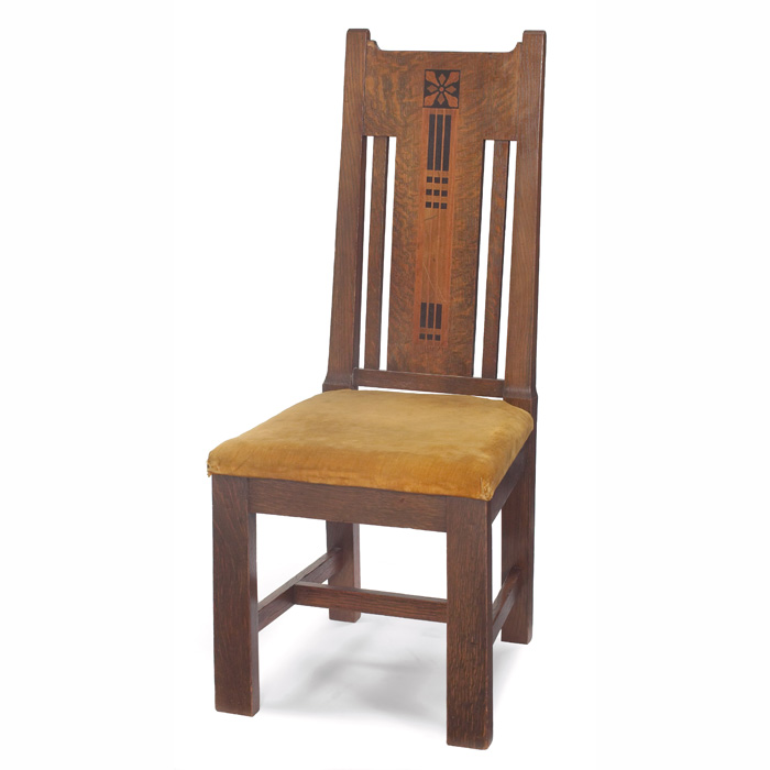 Appraisal: Shop of the Crafters side chair inlaid form with stylized