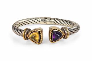 Appraisal: A Sterling Silver Gold Amethyst and Citrine Bangle in the