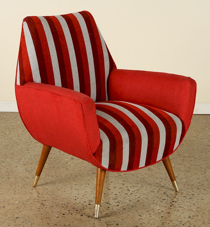 Appraisal: MID CENTURY MODERN UPHOLSTERED CLUB CHAIRS C A mid century