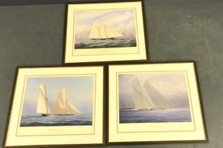 Appraisal: Three America's Cup Print Three America's Cup proof prints signed