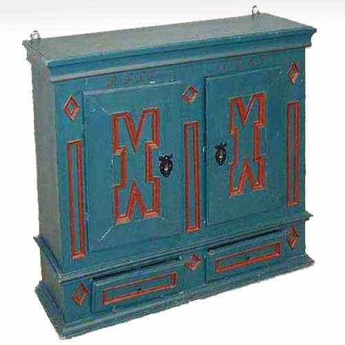 Appraisal: A Swedish Allmoge Painted Hanging Cupboard late th century having