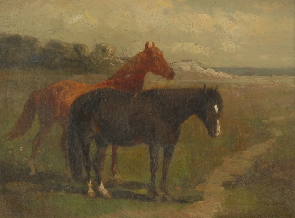 Appraisal: SCOTT LEIGHTONAmerican - Two horses by the seashore Signed lower