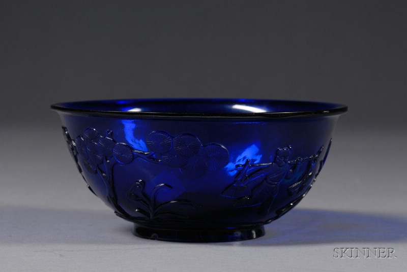 Appraisal: Peking Glass Bowl China th th century deep cobalt color