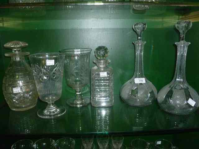 Appraisal: A PAIR OF VICTORIAN HOBNAIL CUT GLASS DECANTERS and stoppers