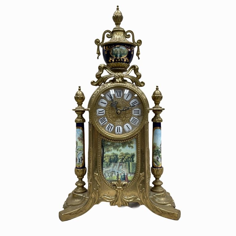 Appraisal: Vintage French Style Polished Brass Table Clock Vintage French Style