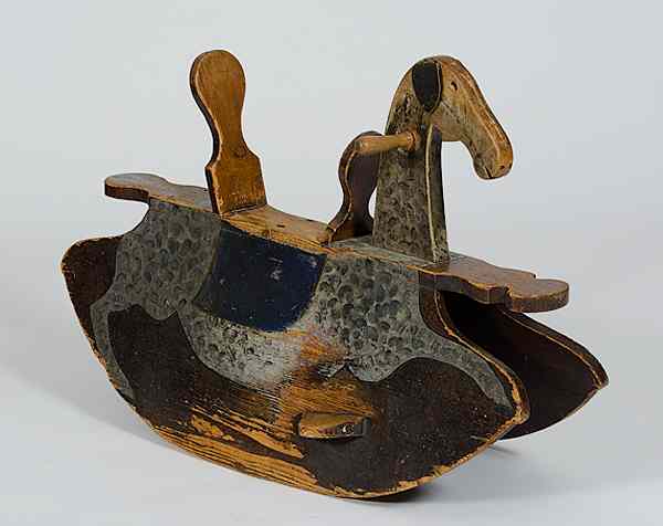 Appraisal: Wooden Rocking Horse Early th century a painted wood rocking