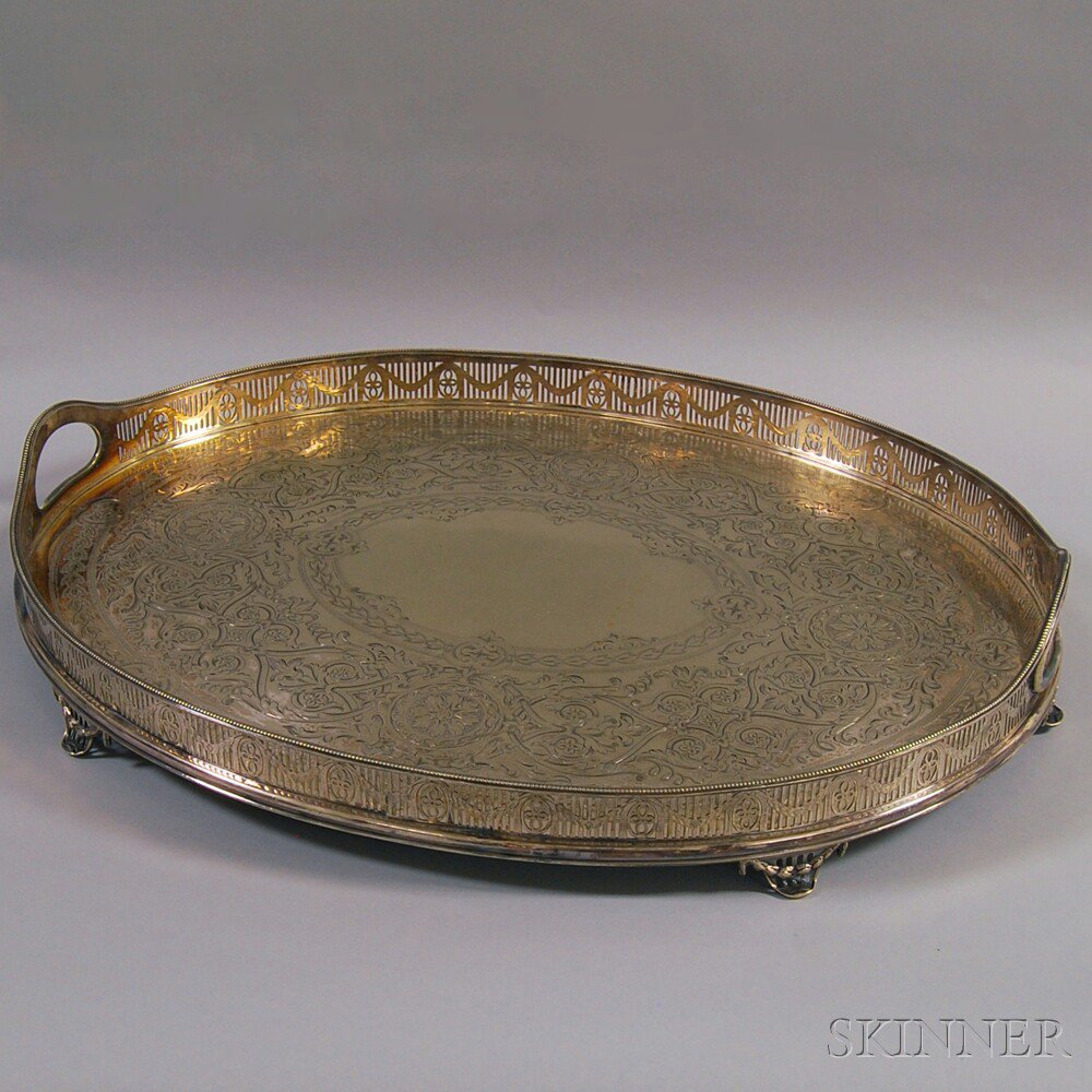 Appraisal: Large Martin Hall Co Silver-plated Serving Tray with Reticulated Gallery