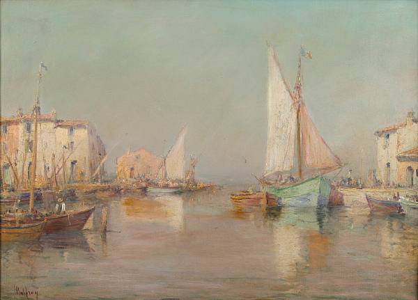 Appraisal: Charles Malfroy French - Boats in the harbor signed 'Malfroy'