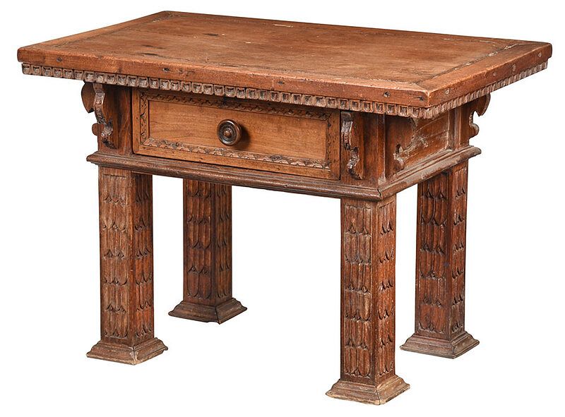 Appraisal: Baroque Style Inlaid Walnut Side Table Italian inlaid top with