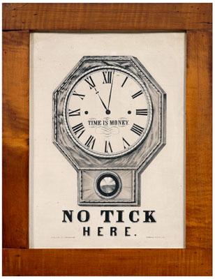 Appraisal: Currier amp Ives lithograph quot No Tick Here quot clock