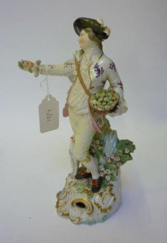 Appraisal: A DERBY PORCELAIN FIGURE of a young man wearing a