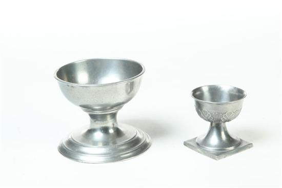 Appraisal: TWO PEWTER SALTS Probably American st half- th century Master