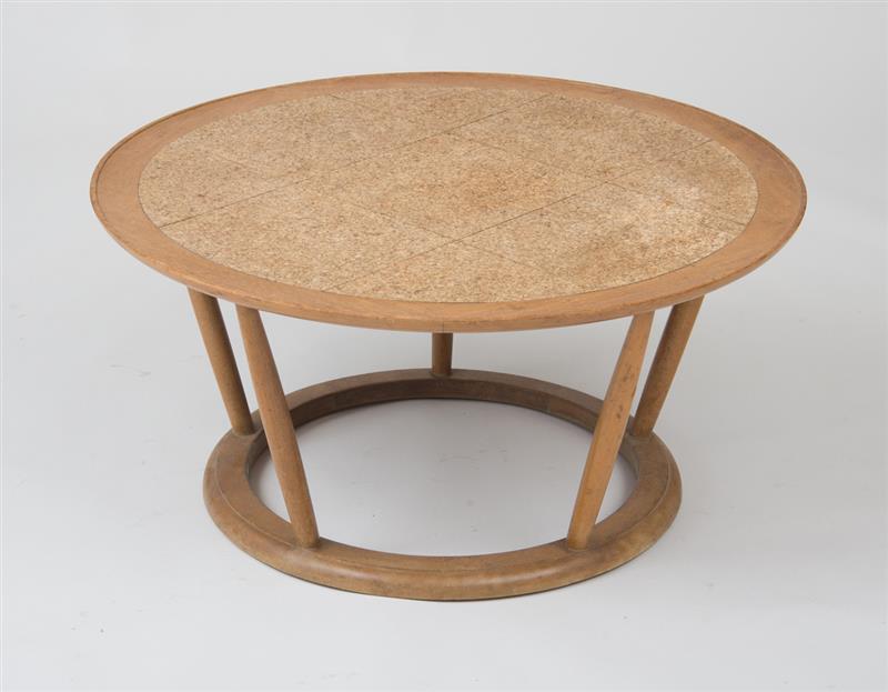 Appraisal: COFFEE TABLE 's MODERN Bleached walnut and cork x in