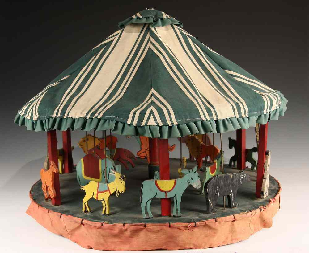 Appraisal: TOY CAROUSEL - Folk Art Toy Carousel circa s set