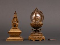 Appraisal: Two Tibetan-Nepalese Altarpieces ca th th Century Tibetan-Nepalese gilt bronze