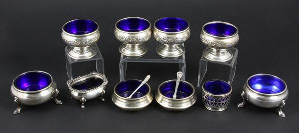 Appraisal: Collection of ten early th Century sterling silver table salts