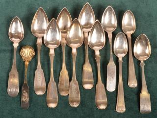 Appraisal: Lot of American Coin Silver Fiddle Back Spoons Including O