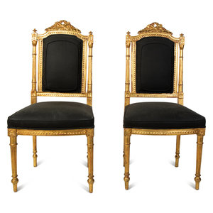 Appraisal: A Pair of Louis XVI Style Giltwood Side Chairs TH